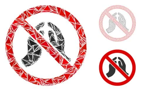 Triangle Mosaic Stop Praying Hands Icon and Vector Mesh Wire Frame Model Stock Illustration