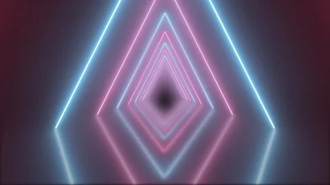 Triangle Neon Tunnel Seamless Loop 4K Video stock 303409689