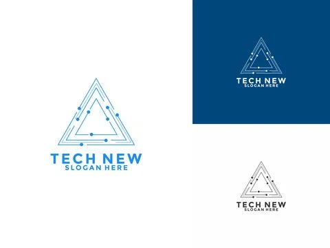 Triangle Network Tech logo vector template. Innovate technology startup log.. Stock Illustration