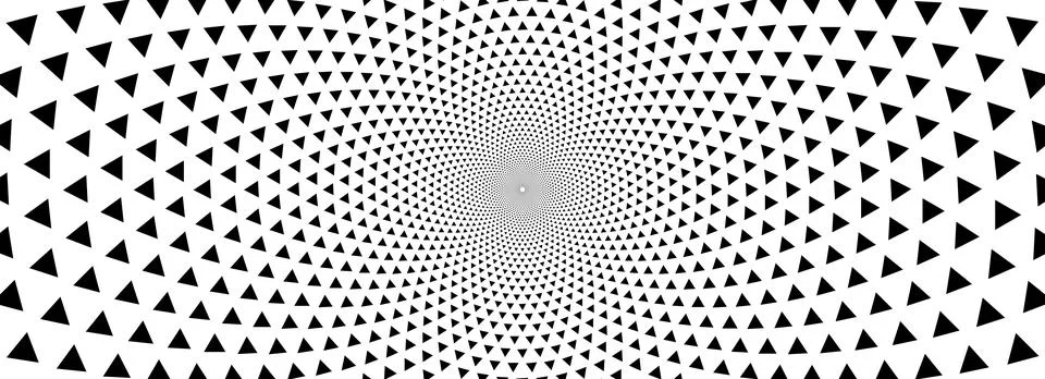Triangle optical illusion background. Black and white hypnotic rotating イラスト素材