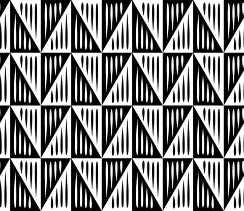 Triangle optical illusion seamless pattern. Black and white fgeometry shapes Stock Illustration