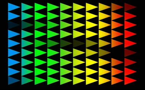 Triangle pattern and four color slow faded all in the line on black screen Video stock 139806199