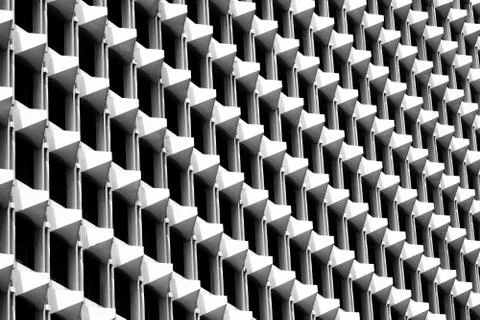 Triangle pattern of Architecture geometric. Details of Cement building. Moder Stock Photos