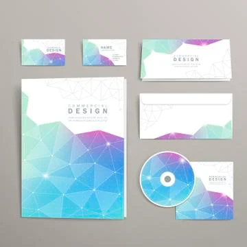 Triangle pattern background corporate identity set Stock Illustration