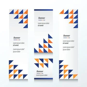 Triangle pattern  banner  orange and blue color Stock Illustration