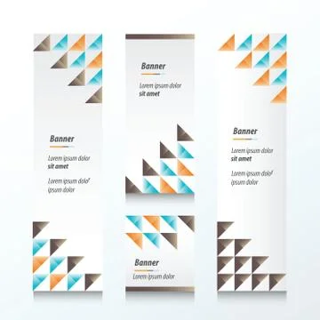 Triangle pattern  banner  Orange, blue, brown color Stock Illustration