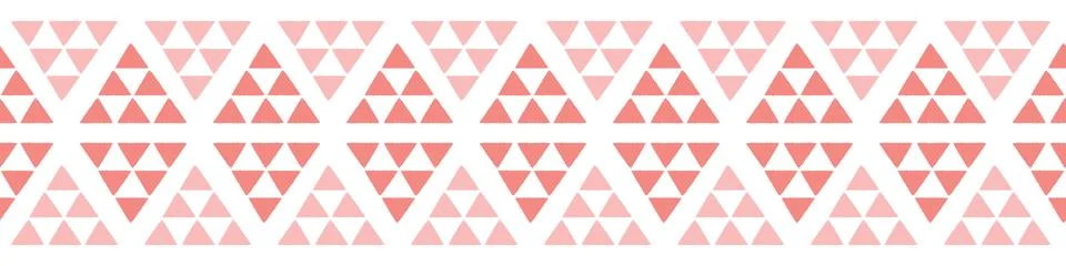 Triangle pattern banner in pink, textured geometric seamless repeat border Stock Illustration