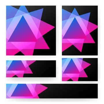 Triangle pattern banner set templates for print Stock Illustration