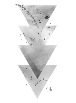 Triangle pattern composition. Grey Triangles. Abstract watercolor illustration Stock Illustration