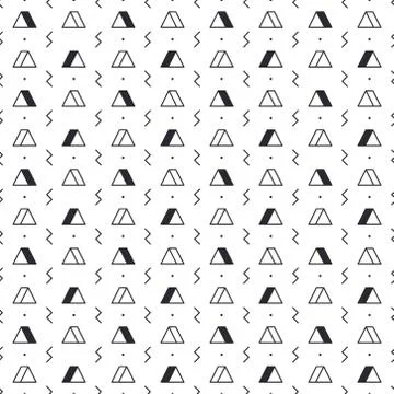Triangle pattern with lightning on white background. Seamless repeating pattern Stock Illustration