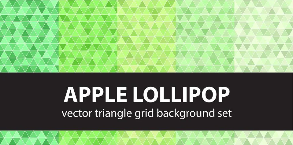 Triangle pattern set "Apple Lollipop". Vector seamless geometric backgrounds Stock Illustration