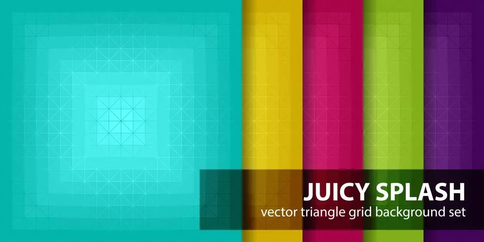 Triangle pattern set Juicy Splash. Vector seamless geometric backgrounds Illustrazione stock