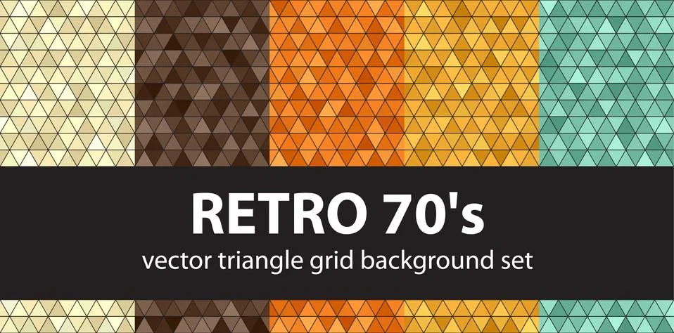 Triangle pattern set "Juicy Splash". Vector seamless geometric backgrounds Stock Illustration