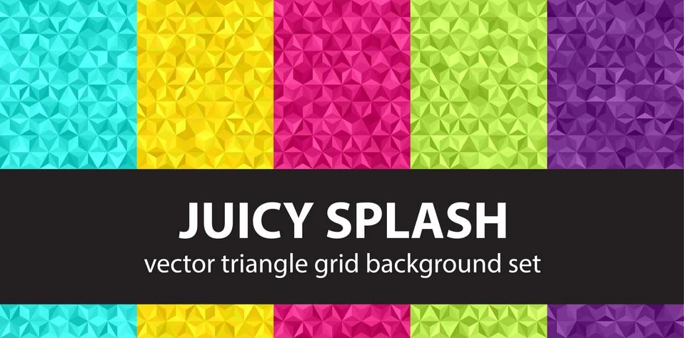 Triangle pattern set "Juicy Splash". Vector seamless geometric backgrounds Stock Illustration