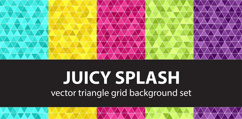 Triangle pattern set "Juicy Splash". Vector seamless geometric backgrounds Illustrazione stock