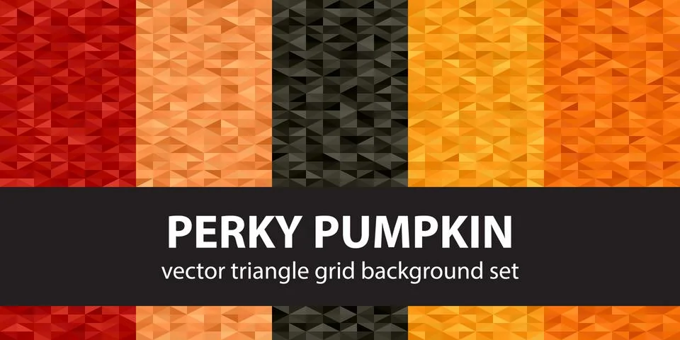 Triangle pattern set Perky Pumpkin. Vector seamless geometric backgrounds Stock Illustration