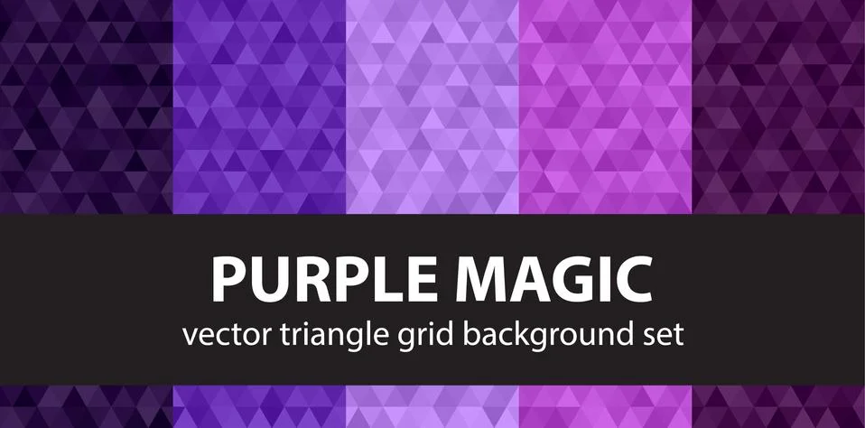 Triangle pattern set "Purple Magic". Vector geometric backgrounds Stock Illustration
