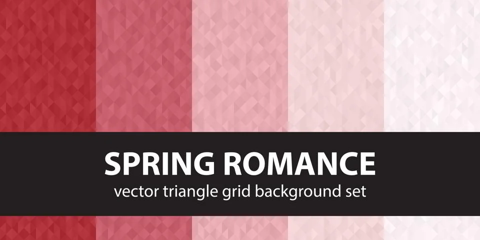 Triangle pattern set Spring Romance. Vector seamless geometric backgrounds 스톡 일러스트
