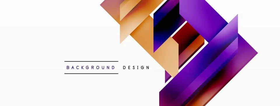 Triangle pattern on the white background with orange and electric blue arrows Stock Illustration