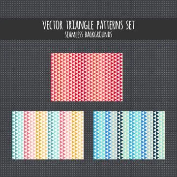 Triangle patterns set. Seamless backgrounds Иллюстрация