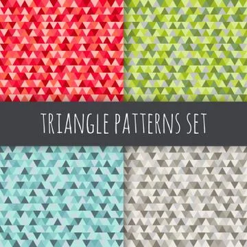 Triangle patterns set. Vector seamless geometric backgrounds Illustration