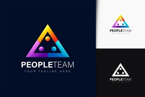 Triangle people logo design with gradient Stock Illustration