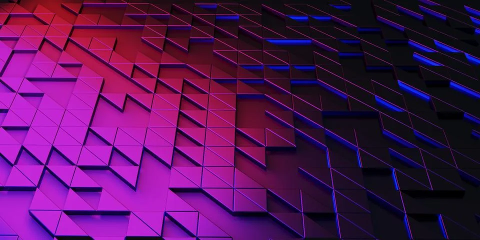 Triangle pixel geometric abstraction glow technology background Complex str.. Stock Illustration