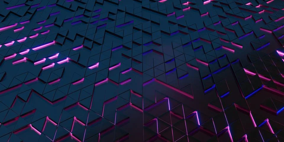 Triangle pixel geometric abstraction glow technology background Complex str.. Stock Illustration