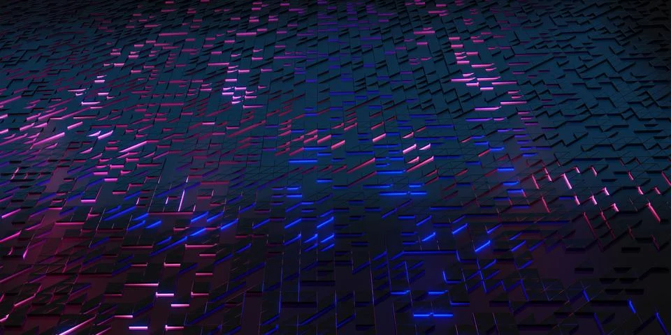 Triangle pixel geometric abstraction glow technology background Complex str.. Stock Illustration