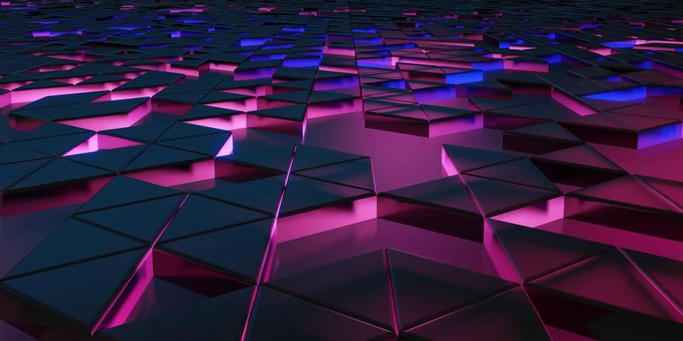 Triangle pixel geometric abstraction glow technology background Complex str.. Stock Illustration