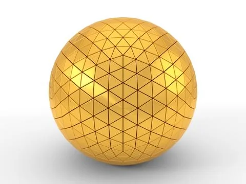 Triangle plated golden sphere. 3d illustration Stock Illustration