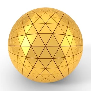 Triangle plated golden sphere. 3d illustration Stock Illustration