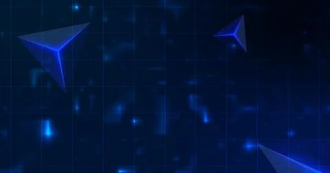 Triangle polygon moving technology dots bg. Cyberspace geometry dynamic net.. 스톡 일러스트