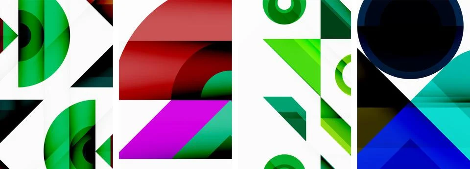 Triangle poster abstract background set for wallpaper, business card, cover 스톡 일러스트