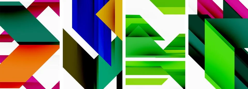 Triangle poster abstract background set for wallpaper, business card, cover Illustrazione stock