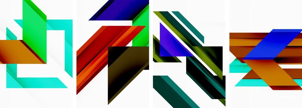 Triangle poster abstract background set for wallpaper, business card, cover 스톡 일러스트
