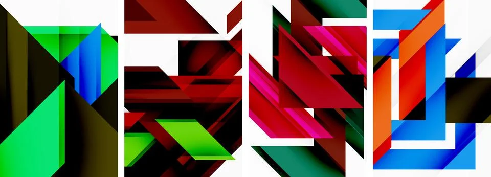 Triangle poster abstract background set for wallpaper, business card, cover Illustrazione stock