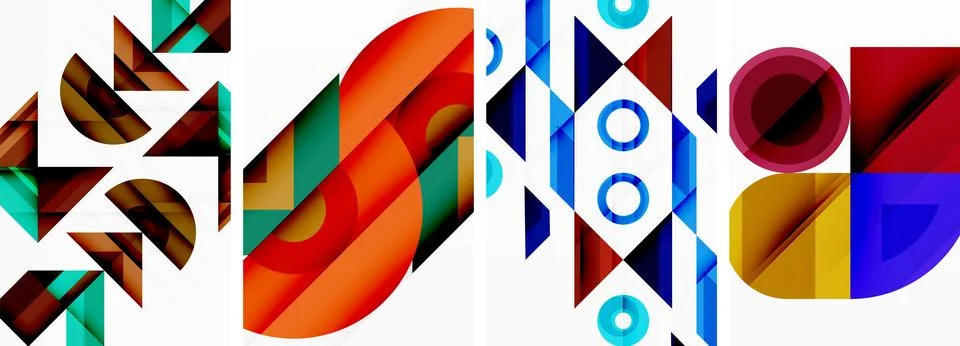 Triangle poster abstract background set for wallpaper, business card, cover 스톡 일러스트