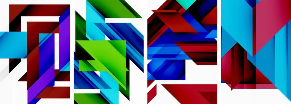 Triangle poster abstract background set for wallpaper, business card, cover Stock Illustration
