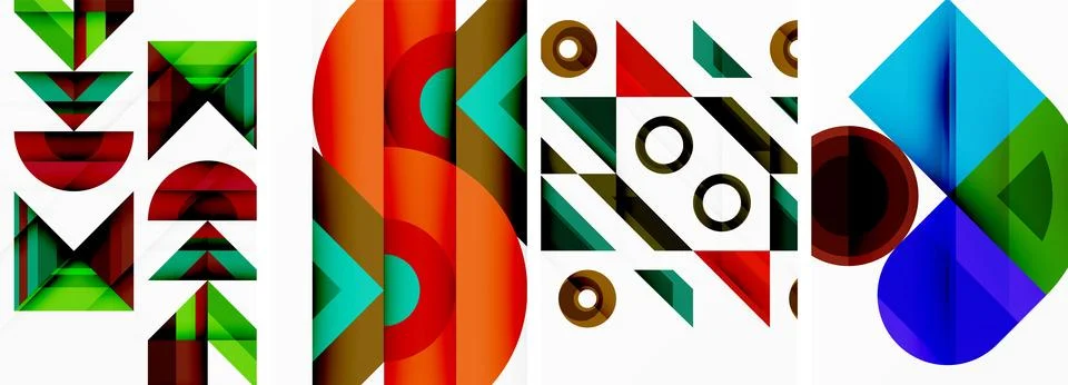 Triangle poster abstract background set for wallpaper, business card, cover Stock Illustration