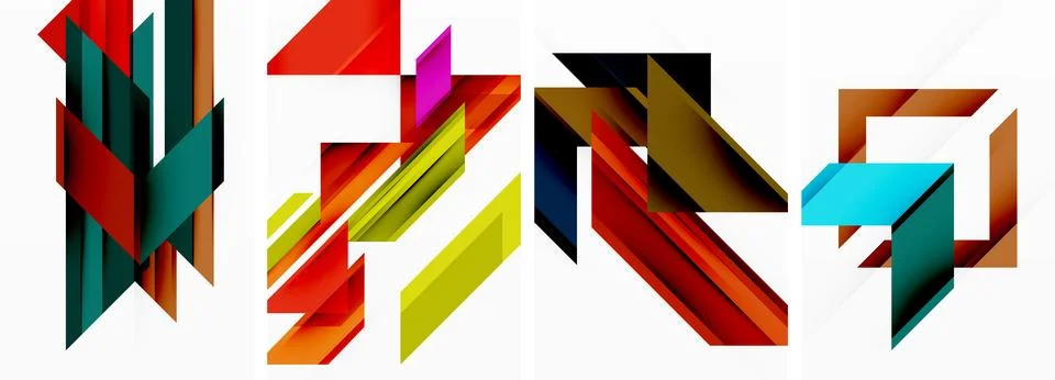 Triangle poster abstract background set for wallpaper, business card, cover 스톡 일러스트