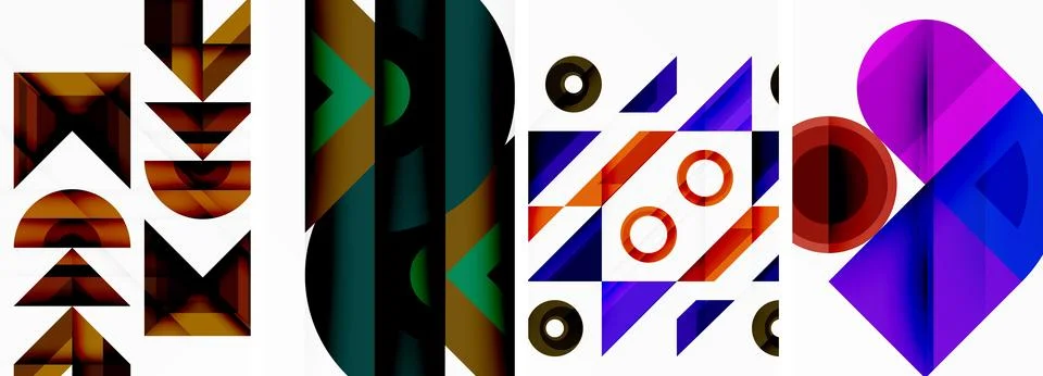 Triangle poster abstract background set for wallpaper, business card, cover 스톡 일러스트