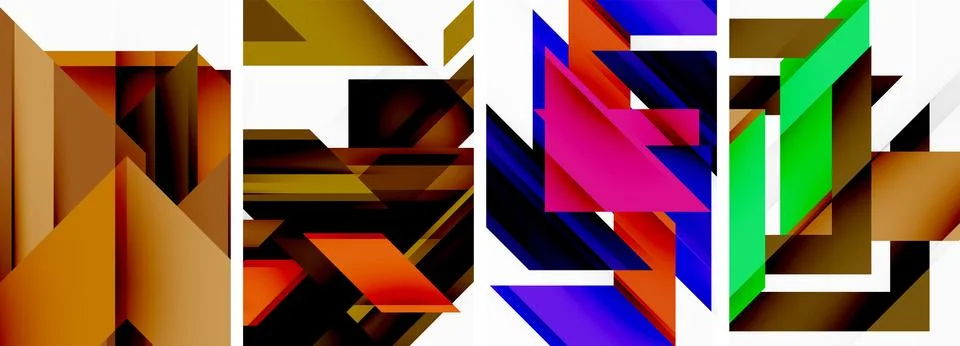 Triangle poster abstract background set for wallpaper, business card, cover Stock Illustration