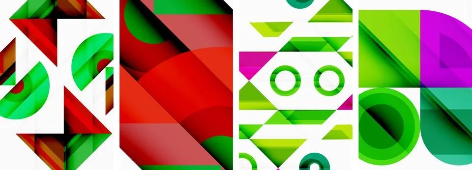 Triangle poster abstract background set for wallpaper, business card, cover Stock Illustration