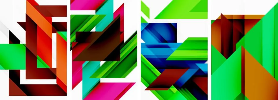 Triangle poster abstract background set for wallpaper, business card, cover Illustrazione stock