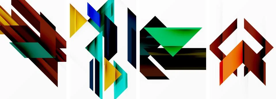 Triangle poster abstract background set for wallpaper, business card, cover 스톡 일러스트