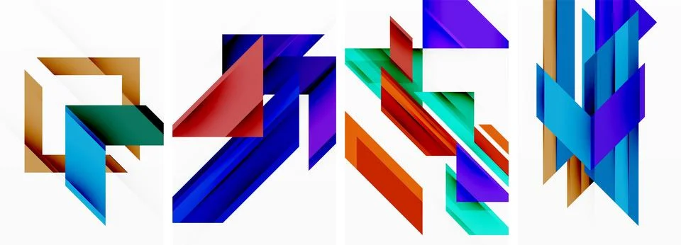 Triangle poster abstract background set for wallpaper, business card, cover Stock Illustration