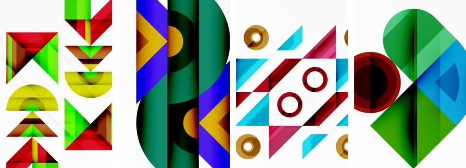 Triangle poster abstract background set for wallpaper, business card, cover 스톡 일러스트