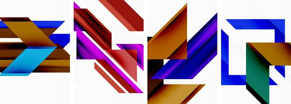 Triangle poster abstract background set for wallpaper, business card, cover Illustrazione stock