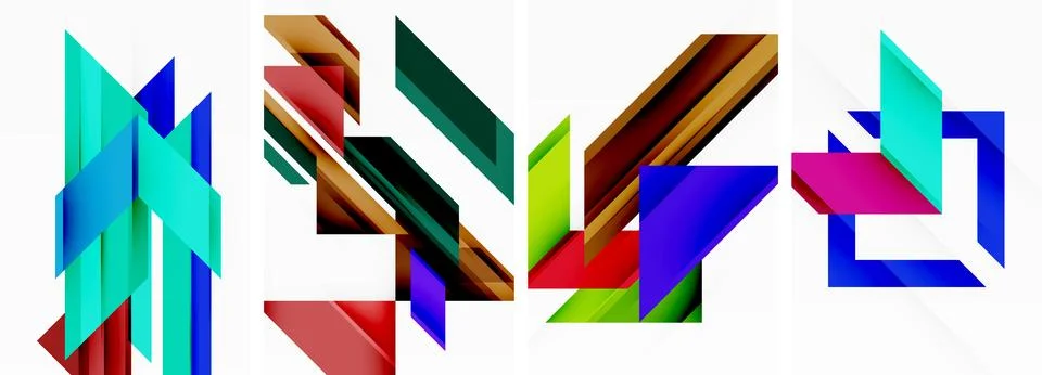 Triangle poster abstract background set for wallpaper, business card, cover Illustrazione stock